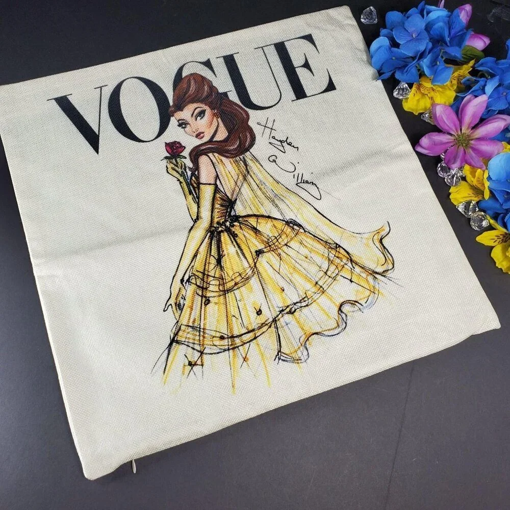 Belle Throw Pillowcase Beauty Beast Princess Sham Accent Pillow Cushion Cover